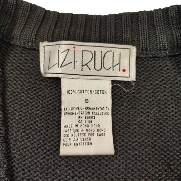VTG LIZI RUCH Women's Black Golf Prep Cardigan Sweater Size S **PLEASE READ** - Picture 5 of 9